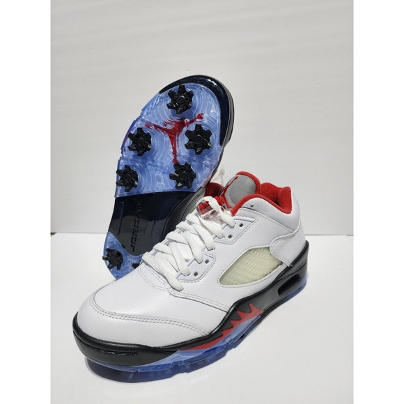 Nike Air Jordan V Golf Shoes White Fire Red Black Size Men's W